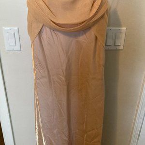 Let's Fashion Spaghetti Strap Long Golden Dress With Scarf